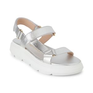 Stuart Weitzman Zoelie Metallic Silver Platform Sandals sz 7.5